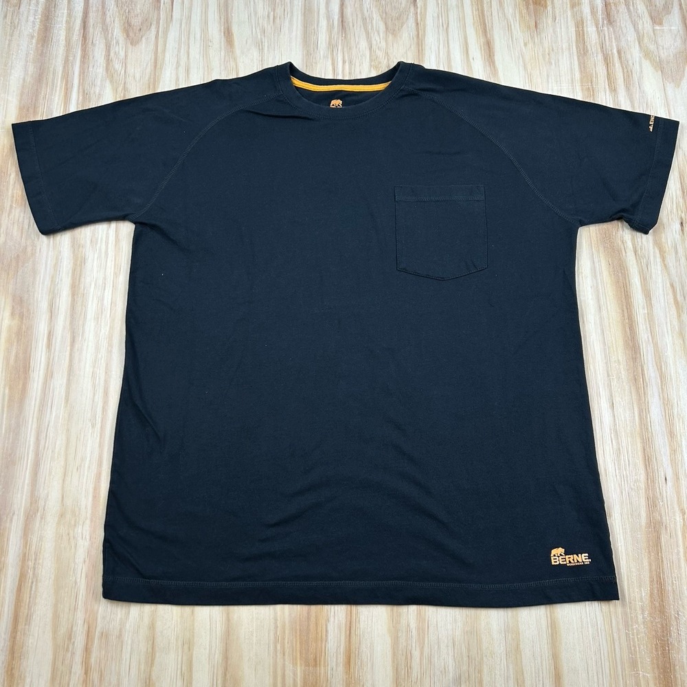 Berne‎ Workwear T-Shirt Tee Cotton Polyester Black Mens XL Heavyweight